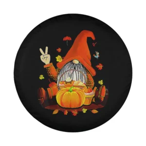 Pumpkin gnome peace sign autumn design for Thanksgiving spare tire cover