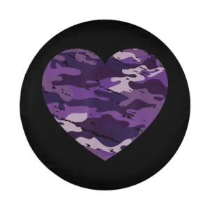 purple camouflage heart lavender camper spare tire cover design only