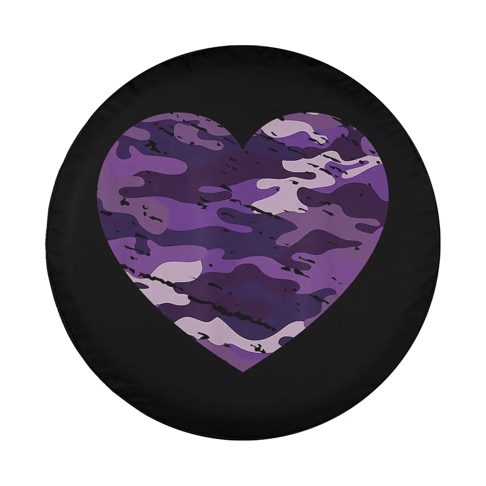 purple camouflage heart lavender camper spare tire cover design only