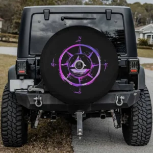 Purple compass sail boat nautical spare tire cover with backup camera hole for Jeep, RV, SUV, or trailer