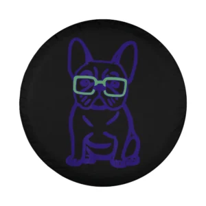 Minimalist purple glasses French Bulldog pop art design for tire cover
