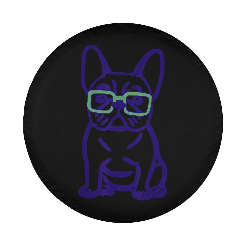 Minimalist purple glasses French Bulldog pop art design for tire cover