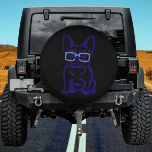 Purple glasses French Bulldog pop art spare tire cover on Jeep