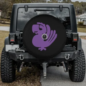 Purple parrot silhouette legends hidden temple spare tire cover with camera hole