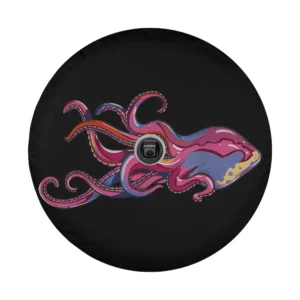 Purple pink tentacles octopus sea adventure design for custom spare tire cover