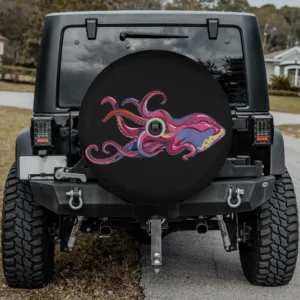 Purple pink tentacles octopus sea adventure spare tire cover with camera hole for SUV or RV