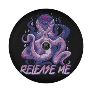 Purple psychedelic octopus release me design art for custom spare tire cover