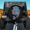 Purple Skeleton Mermaid Skull Halloween Spare Tire Cover No Camera Hole