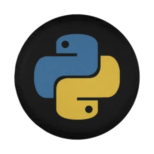 Official Python logo in blue and yellow on black spare tire cover design