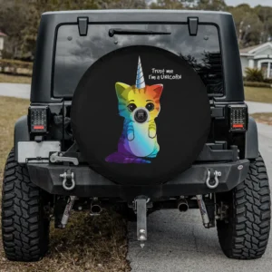 rainbow caticorn unicorn cat spare tire cover with camera hole for Jeep SUV RV
