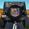 Rainbow headband peace sign American Shorthair cat spare tire cover with no camera hole for Jeep