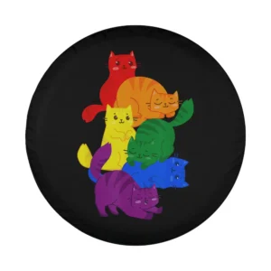 Anime rainbow cats pile LGBT pride design for custom spare tire cover