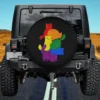 Rainbow kawaii cats pile LGBT pride spare tire cover without camera hole for Jeep