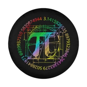 Rainbow Pi symbol geometric sketch design for spare tire cover, math teacher gift