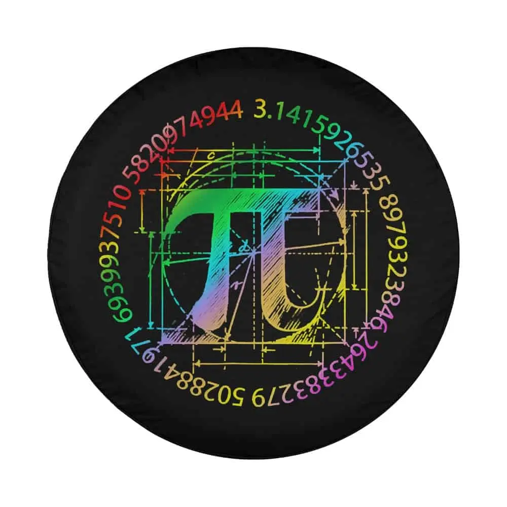 Rainbow Pi symbol geometric sketch design for spare tire cover, math teacher gift