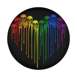 Rainbow skull dripping heart LGBT design for spare tire cover