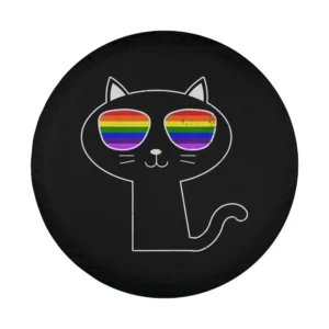 Minimalist black cat with rainbow sunglasses lgbt pride design only