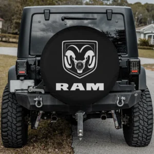 Ram Trucks grey logo shield utility trailer spare tire cover with camera hole