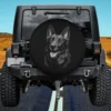 Realistic smiling German Shepherd dog pet art spare tire cover on Jeep