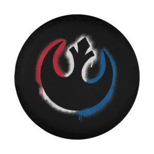 Americana spray-paint Rebel Alliance logo graphic for spare tire cover