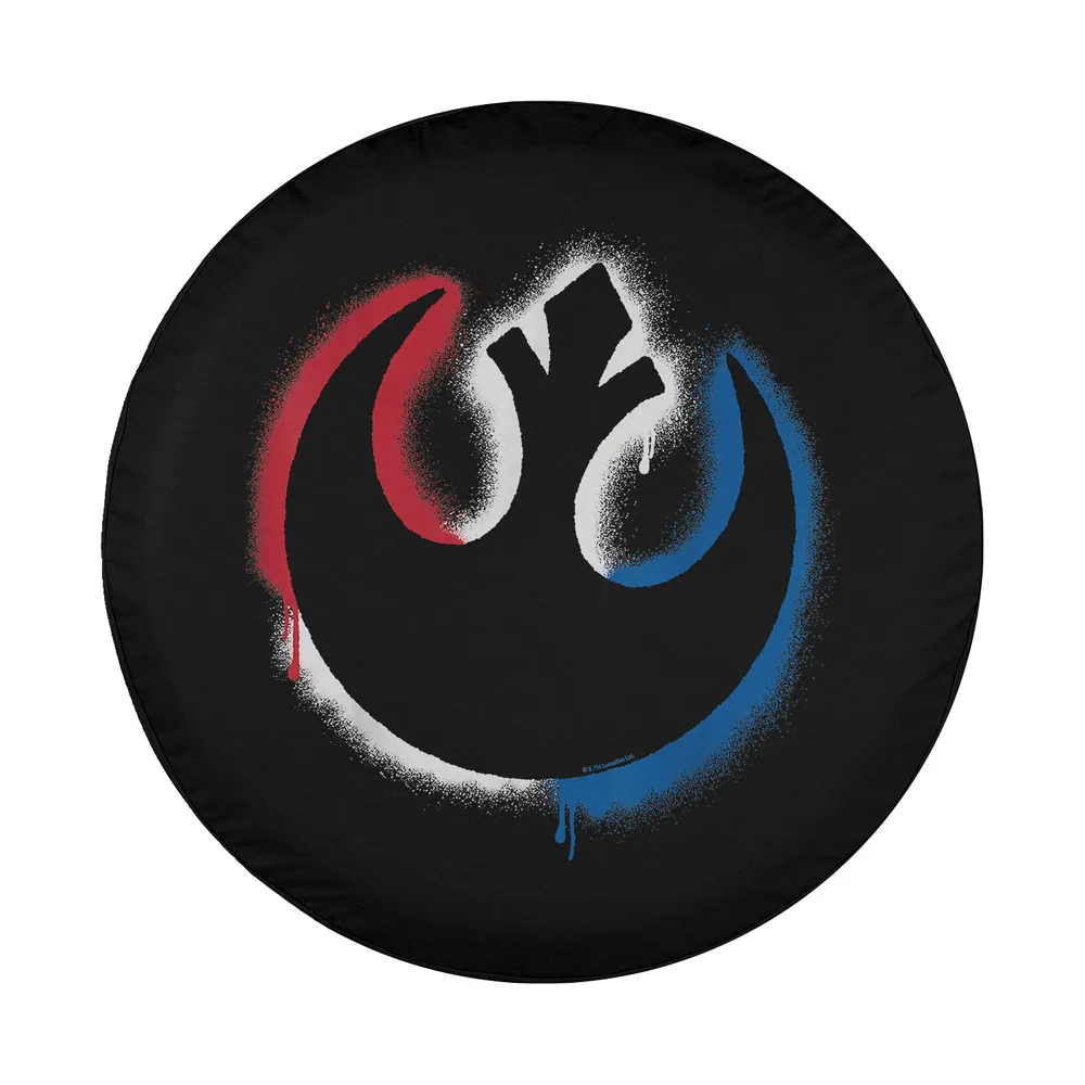 Americana spray-paint Rebel Alliance logo graphic for spare tire cover