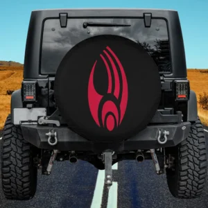 Red Borg emblem black Star Trek spare tire cover for Honda HRV no camera hole