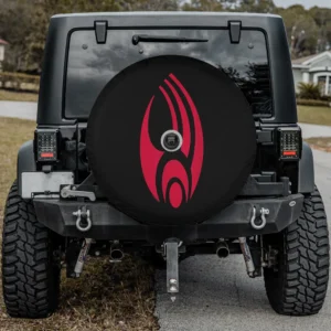 Red Borg emblem black Star Trek spare tire cover for Honda HRV with camera hole