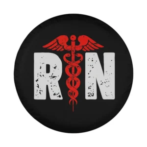 red caduceus distressed RN registered nurse spare tire cover design only