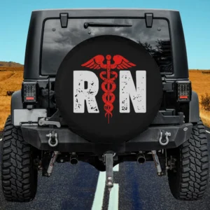 red caduceus distressed RN registered nurse spare tire cover no camera hole
