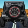 Red Celtic knot and Viking compass Vegvísir spare tire cover for Jeep Cherokee no camera hole
