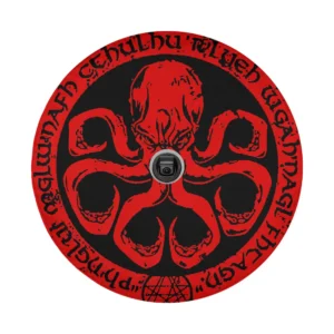 Red Cthulhu octopus eldritch runes Lovecraft design for spare tire cover