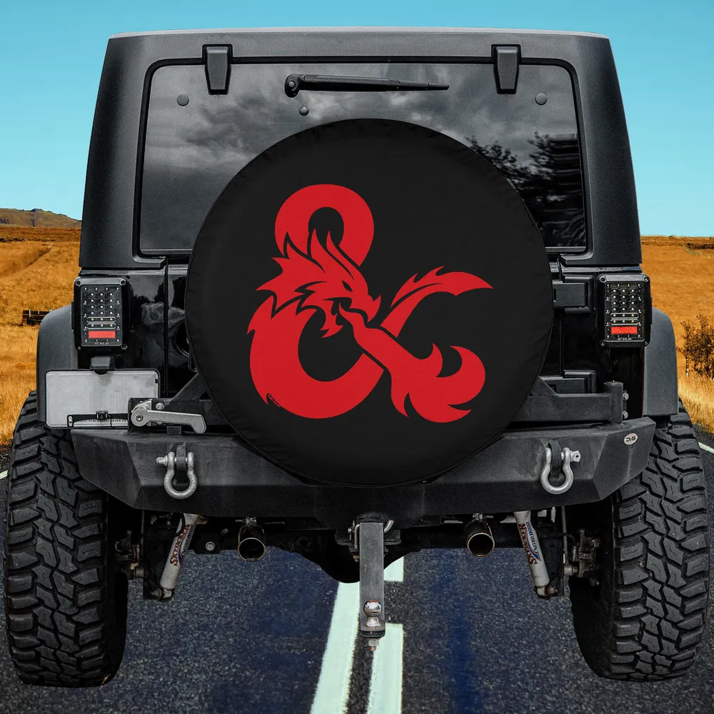 Red Dragon Ampersand Black Dungeons Dragons Spare Tire Cover No Camera Hole
