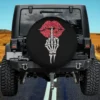 Red glitter lips skeleton hand joke spare tire cover no camera hole for Jeep
