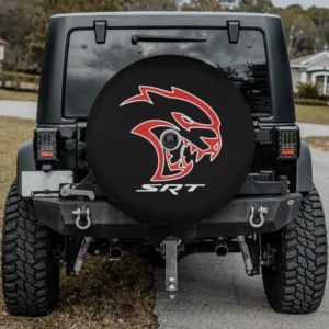 Red Hellcat head SRT logo spare tire cover for Jeep Cherokee with camera hole