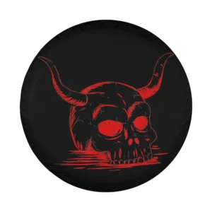 Red horned skull blood pool satanic occult spare tire cover design only