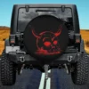 Red horned skull blood pool satanic occult spare tire cover no camera hole