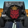 Red kraken tentacles with gold crown octopus spare tire cover for Jeep SUV RV