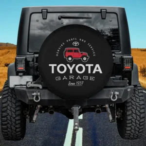 Red Land Cruiser garage logo Toyota since 1937 spare tire cover no camera hole
