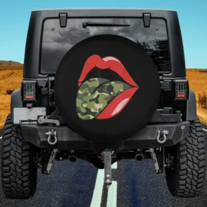red lips camouflage tongue grunge spare tire cover for Honda CRV no camera hole