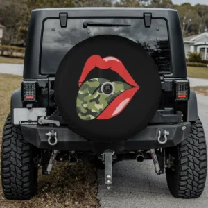 red lips camouflage tongue grunge spare tire cover for Honda CRV with camera hole