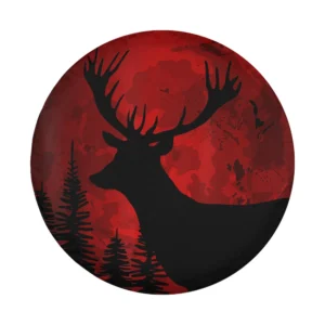 Red moon deer antlers forest wildlife design for spare tire cover