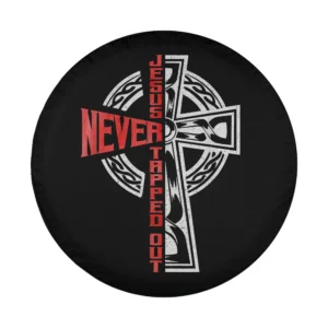 red never text celtic cross jesus never tapped out design only