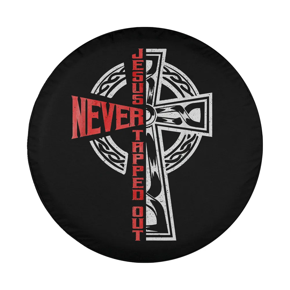 red never text celtic cross jesus never tapped out design only
