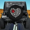 Red paw white paw heart dog spare tire cover with no camera hole for Jeep and SUV