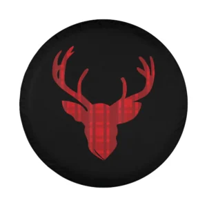 Red plaid deer head Christmas design for Honda HRV spare tire cover