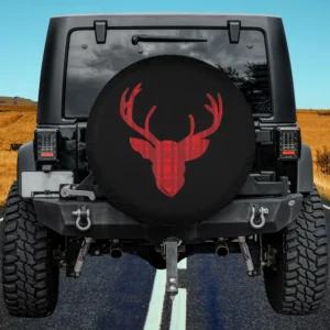 Red plaid deer head Christmas Honda HRV spare tire cover with no camera hole