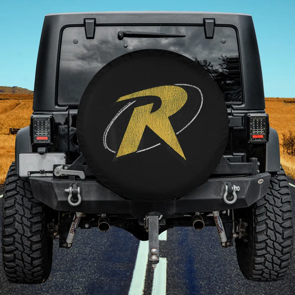 Yellow Cracked Red Robin Emblem Jeep Spare Tire Cover No Camera Hole