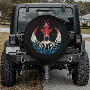 Red white Rebel Alliance hope Star Wars spare tire cover with camera hole for RV or Jeep