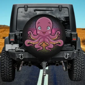 Retro cartoon octopus paint splatter spare tire cover no camera hole for Jeep