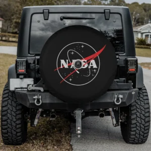 Retro distressed NASA logo orbit stars spare tire cover with backup camera hole for Jeep, trailer, SUV